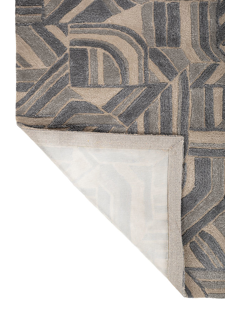 pathways beige and brown wool and viscose hand tufted Rug - Backing Shot