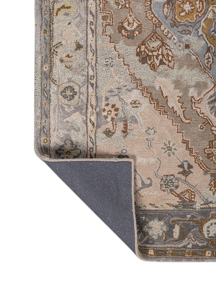 mythos beige and brown wool and viscose hand tufted Rug - Backing Shot mythos beige and brown wool and viscose hand tufted Rug - Backing Shot