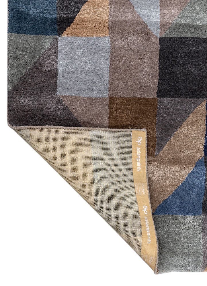 acar grey and black wool and viscose hand tufted Rug - Backing Shot