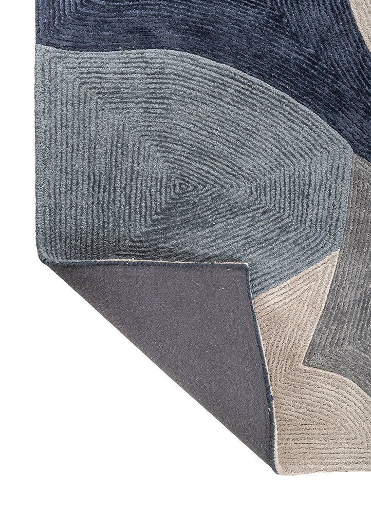 joy blue wool and viscose hand tufted Rug - Backing Shot