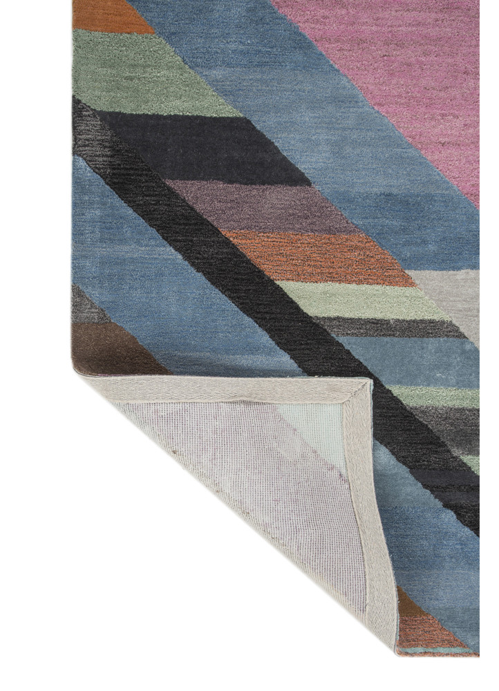 weaver art reserve blue wool hand tufted Rug - Backing Shot