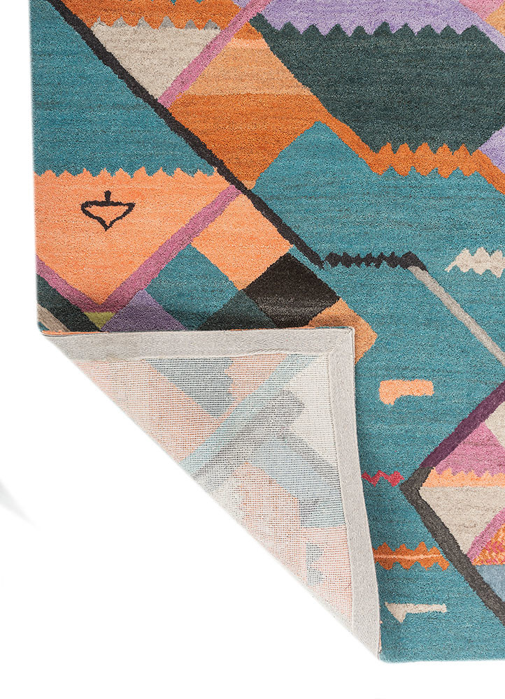 weaver art reserve blue wool hand tufted Rug - Backing Shot