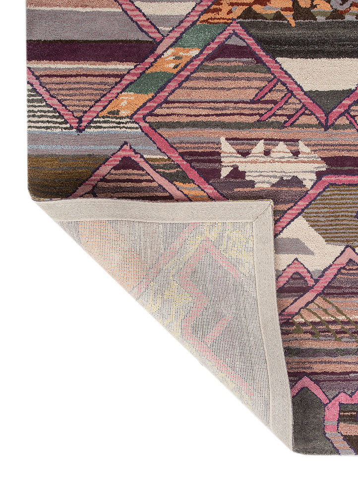 weaver art reserve pink and purple wool hand tufted Rug - Backing Shot