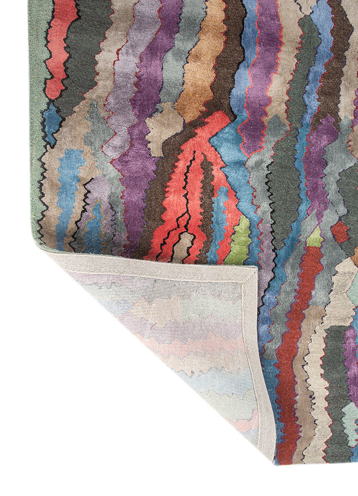 weaver art reserve red and orange wool hand tufted Rug - Backing Shot