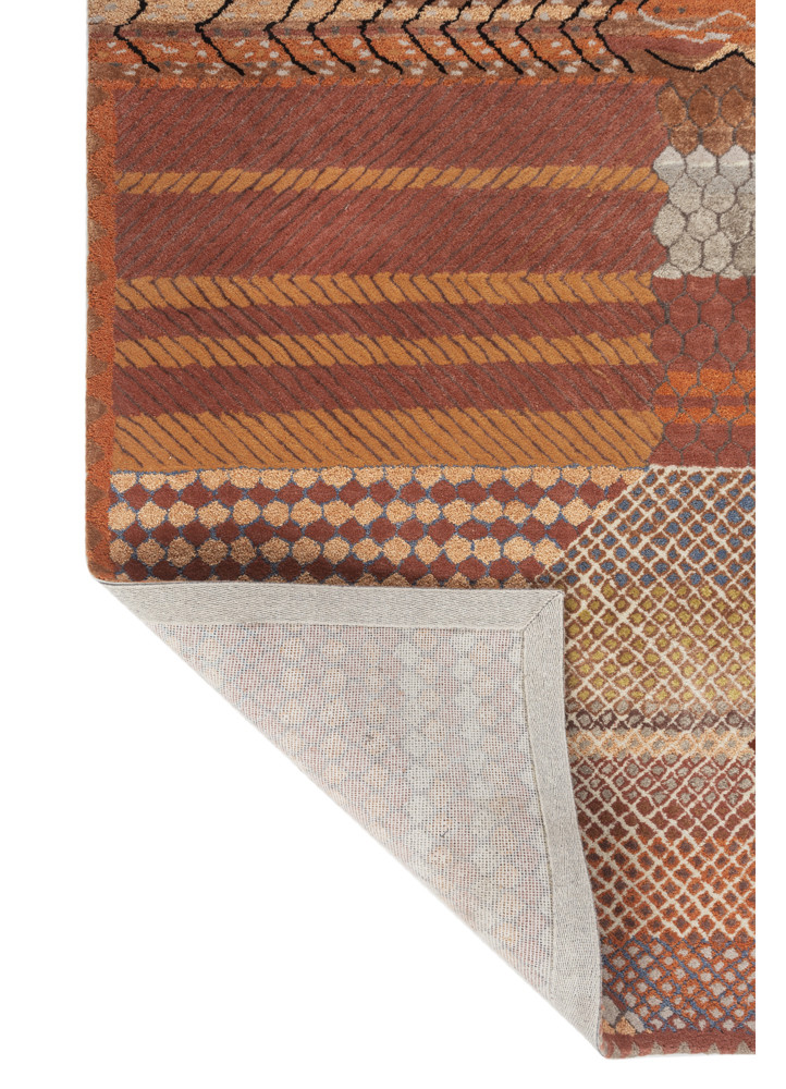 weaver art reserve red and orange wool hand tufted Rug - Backing Shot weaver art reserve red and orange wool hand tufted Rug - Backing Shot