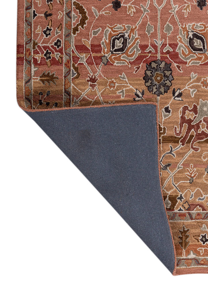 mythos red and orange wool hand tufted Rug - Backing Shot