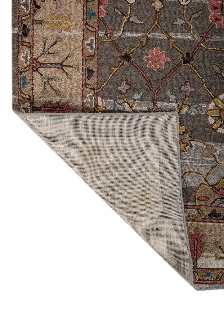 mythos grey and black wool hand tufted Rug - Backing Shot