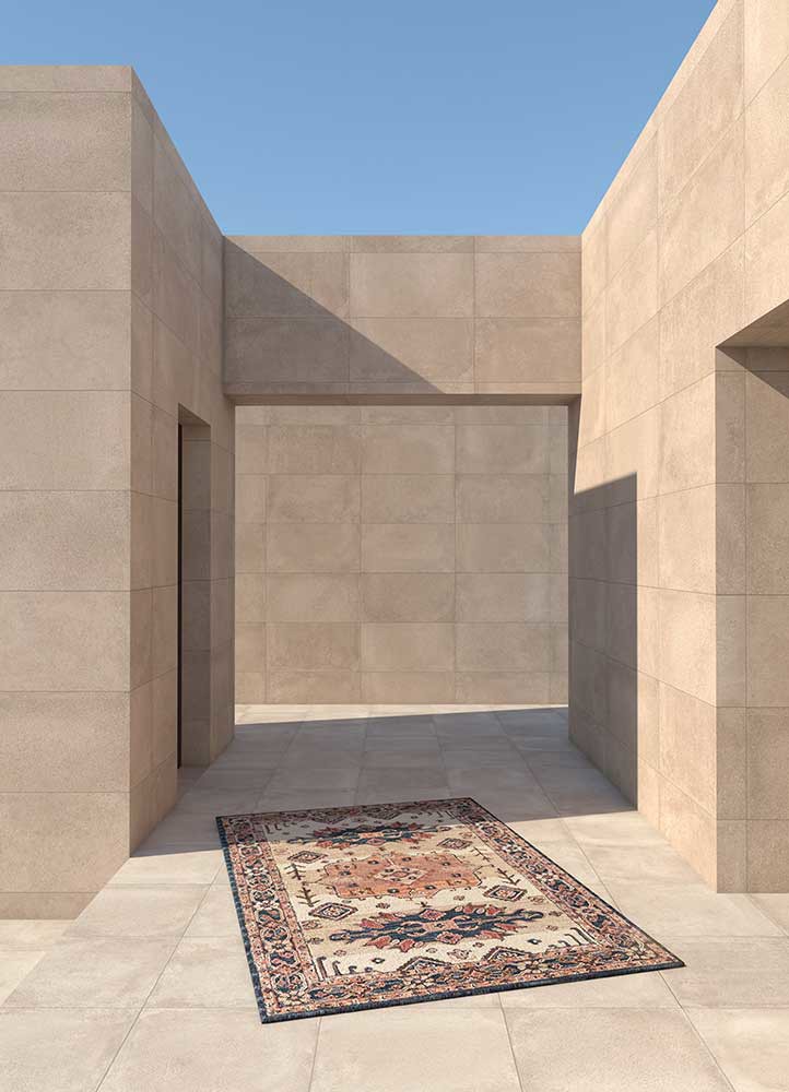 kasbah beige and brown wool hand tufted Rug - Backing Shot