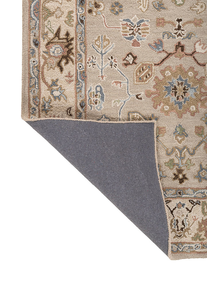 kasbah green wool hand tufted Rug - Backing Shot