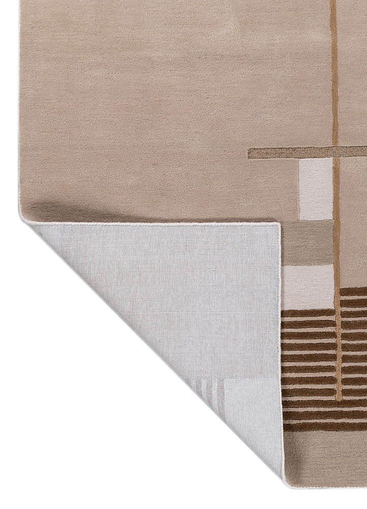 come around ivory wool hand tufted Rug - Backing Shot