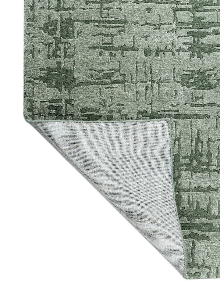 genesis green wool and viscose hand tufted Rug - Backing Shot