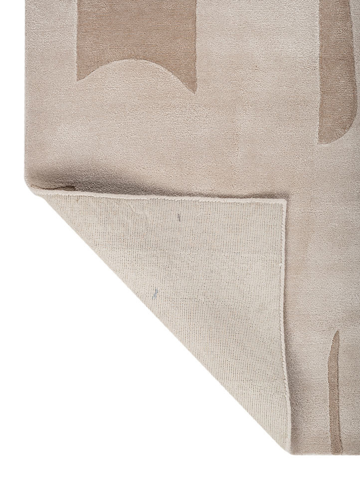 white noise ivory wool and viscose hand tufted Rug - Backing Shot