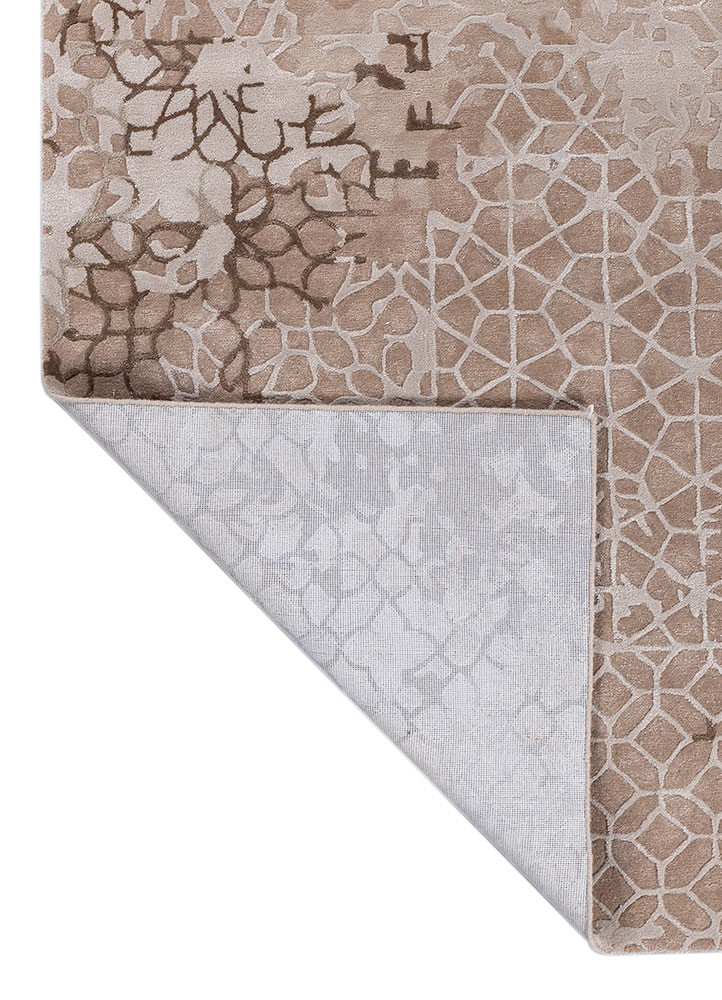 mythos beige and brown wool and viscose hand tufted Rug - Backing Shot