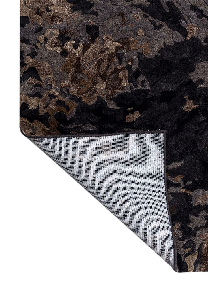 white noise grey and black wool and viscose hand tufted Rug - Backing Shot