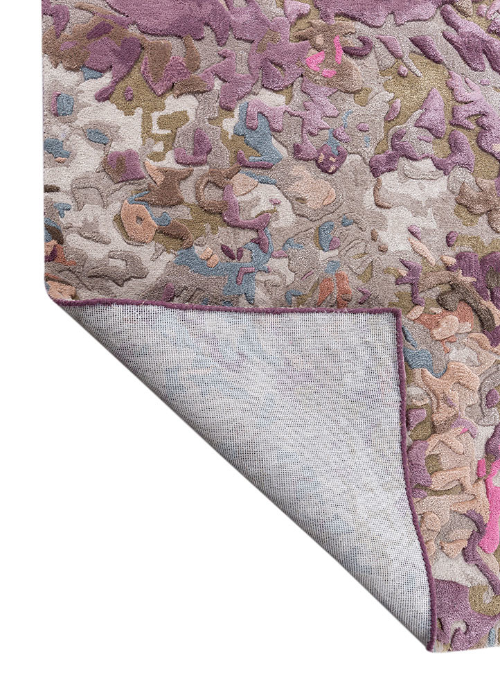 white noise pink and purple wool and viscose hand tufted Rug - Backing Shot white noise pink and purple wool and viscose hand tufted Rug - Backing Shot