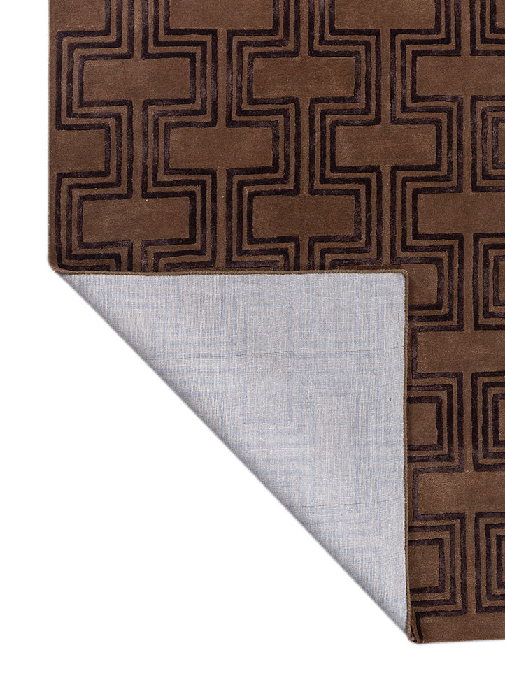 contour beige and brown wool and viscose hand tufted Rug - Backing Shot