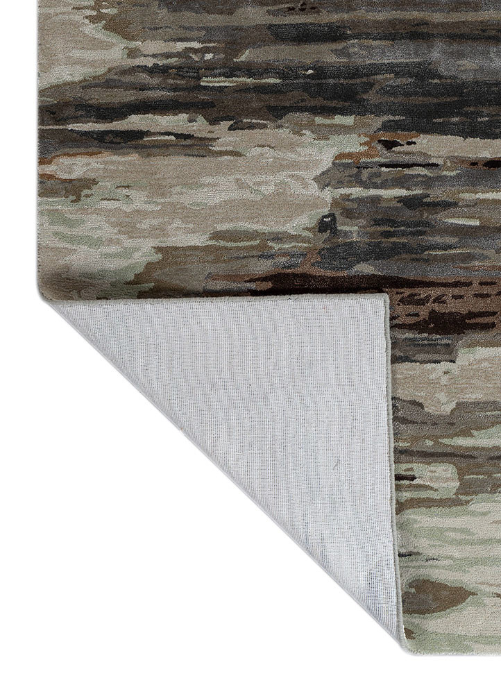 genesis green wool and viscose hand tufted Rug - Backing Shot