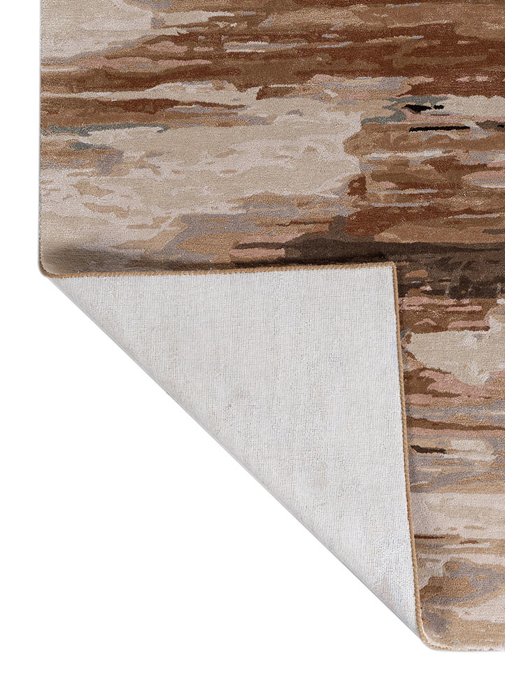 genesis beige and brown wool and viscose hand tufted Rug - Backing Shot