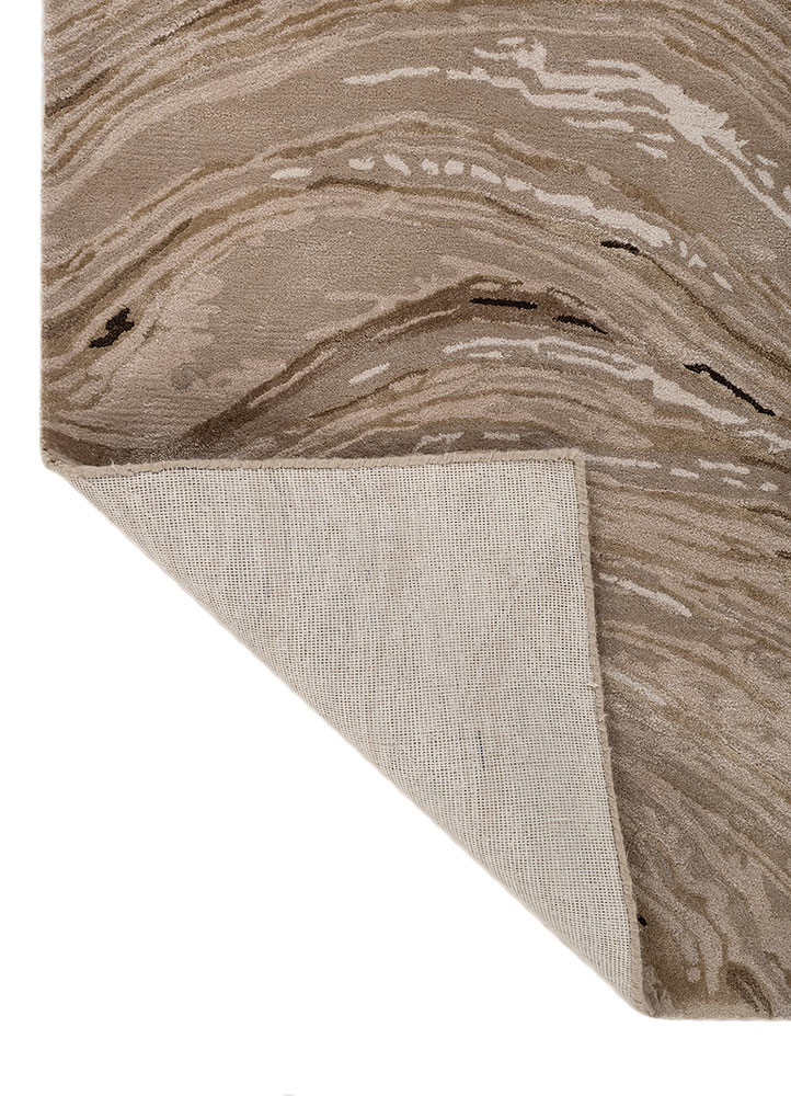 genesis beige and brown wool and viscose hand tufted Rug - Backing Shot