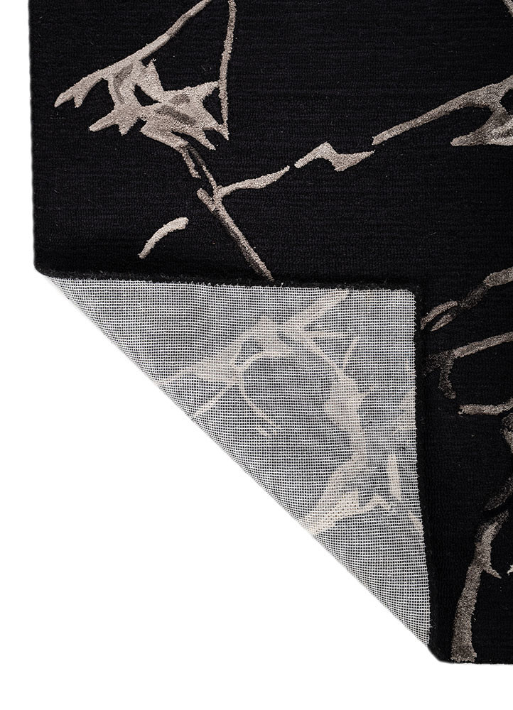 genesis grey and black wool and viscose hand tufted Rug - Backing Shot