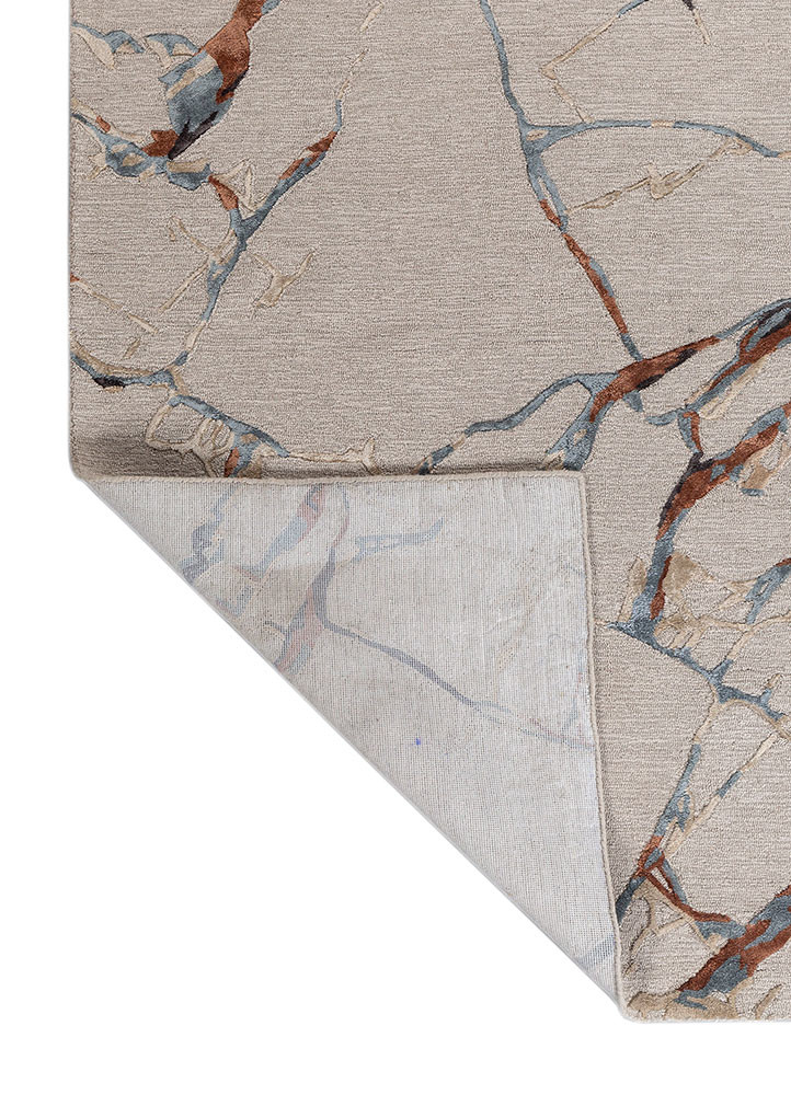 genesis beige and brown wool and viscose hand tufted Rug - Backing Shot