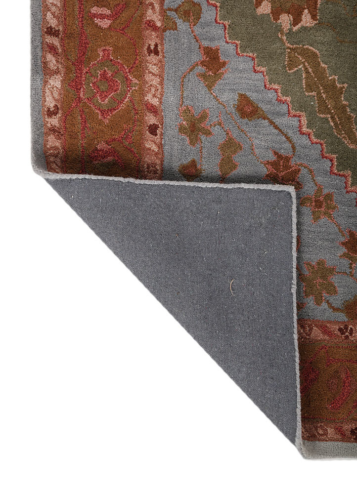 kasbah red and orange wool and viscose hand tufted Rug - Backing Shot