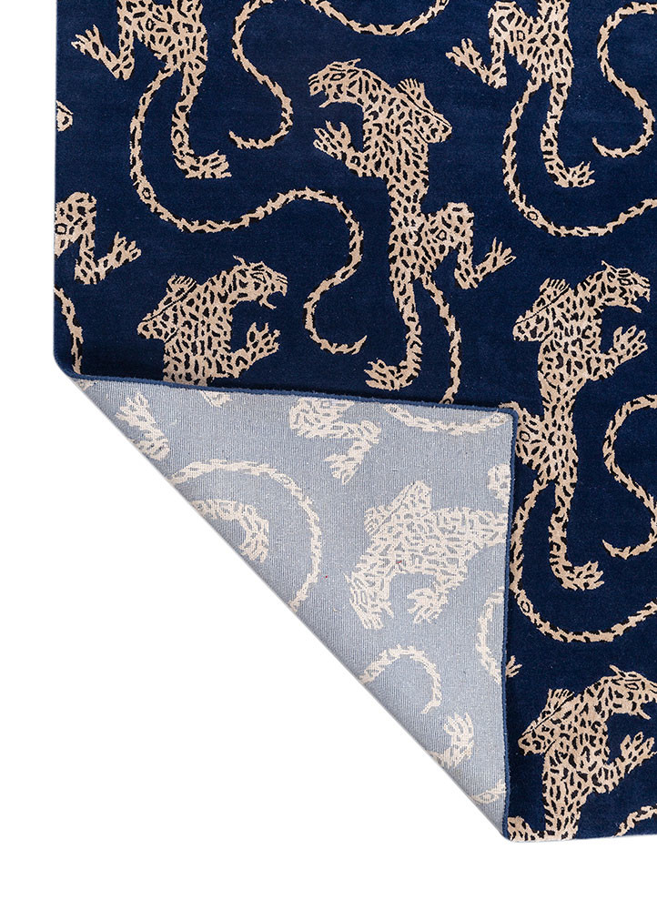 aprezo blue wool and viscose hand tufted Rug - Backing Shot aprezo blue wool and viscose hand tufted Rug - Backing Shot