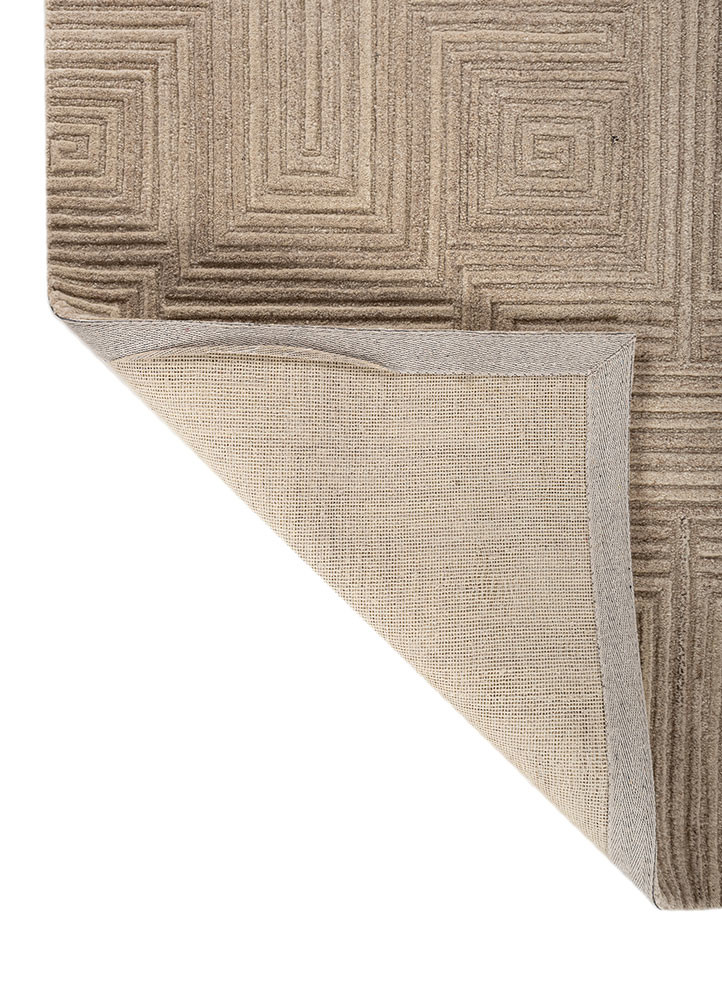 contour beige and brown wool hand tufted Rug - Backing Shot contour beige and brown wool hand tufted Rug - Backing Shot