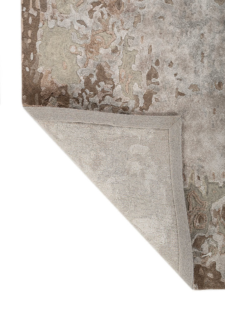 genesis grey and black wool and bamboo silk hand tufted Rug - Backing Shot