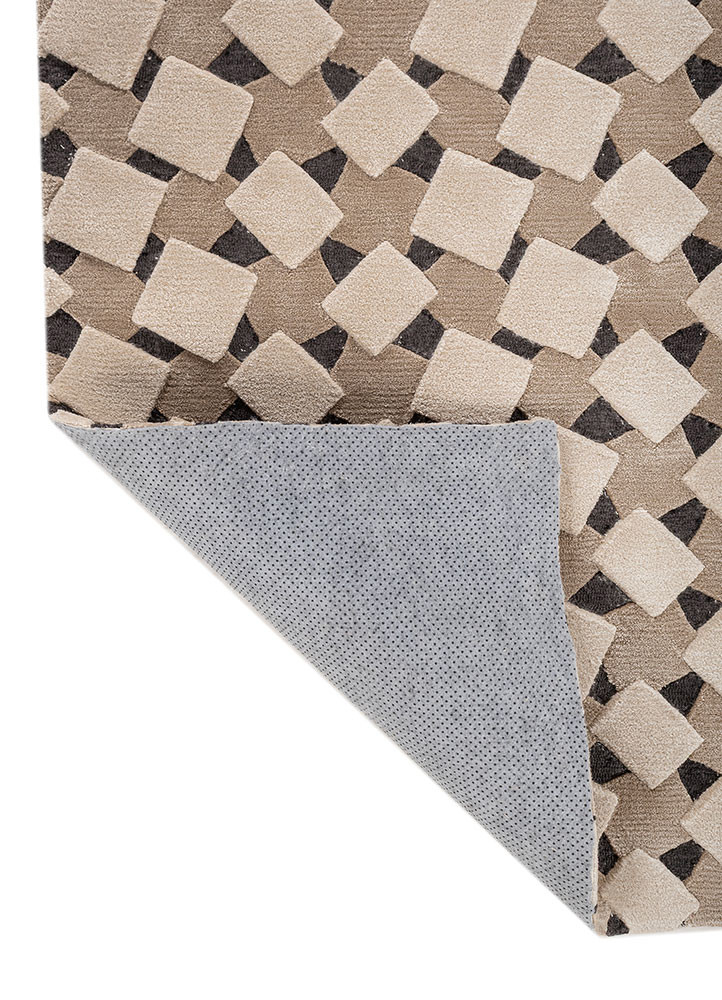 faces beige and brown wool and viscose hand tufted Rug - Backing Shot