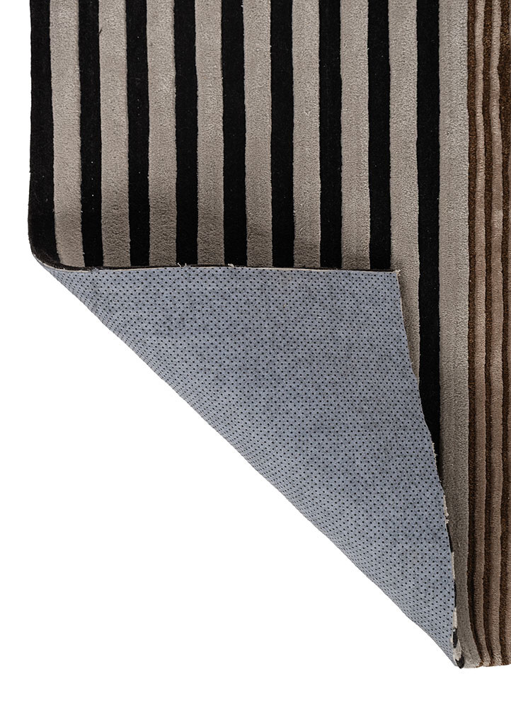 faces beige and brown wool and viscose hand tufted Rug - Backing Shot