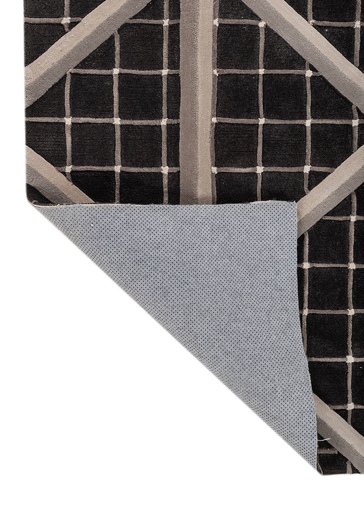 faces blue wool and viscose hand tufted Rug - Backing Shot