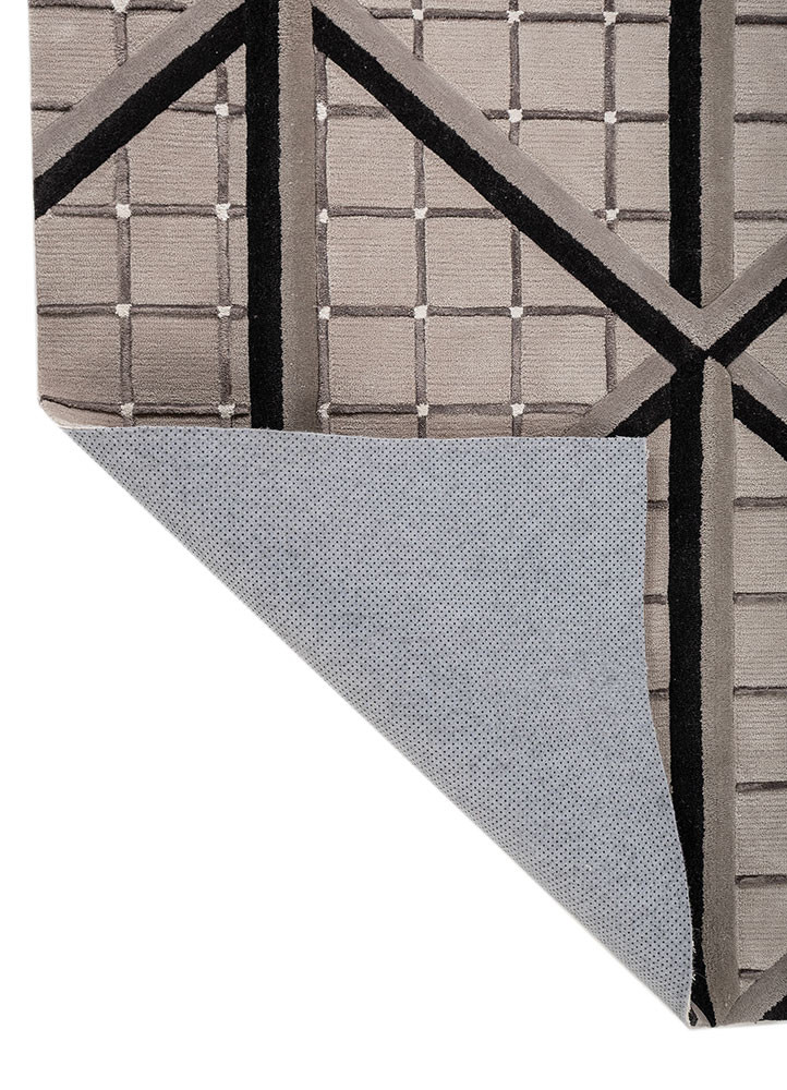 faces beige and brown wool and viscose hand tufted Rug - Backing Shot