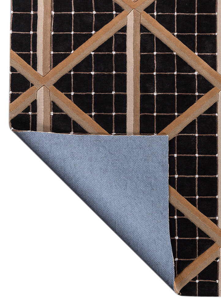 faces beige and brown wool and viscose hand tufted Rug - Backing Shot