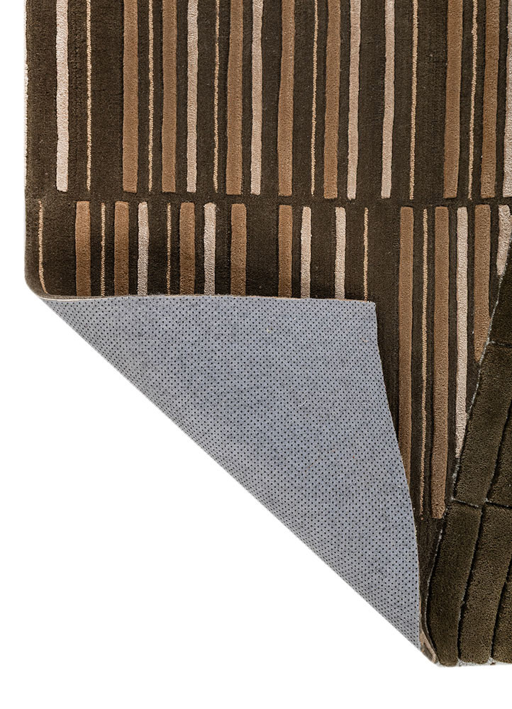 faces grey and black wool and viscose hand tufted Rug - Backing Shot