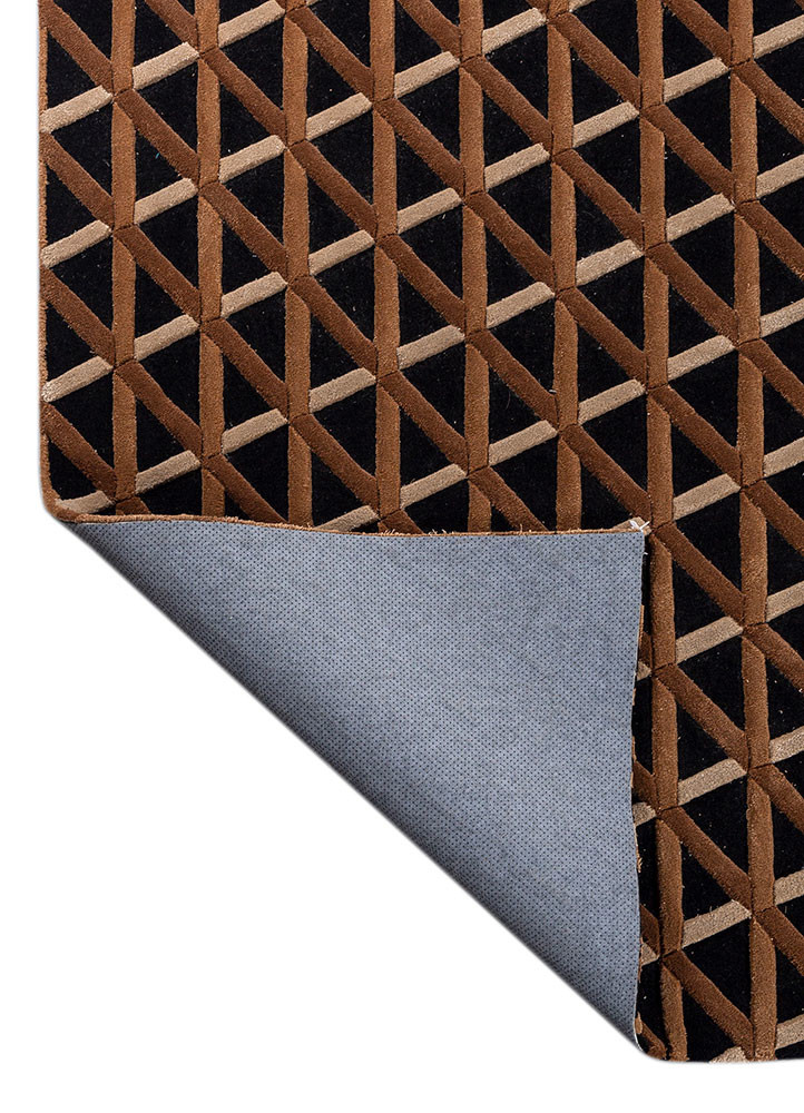 faces grey and black wool and viscose hand tufted Rug - Backing Shot faces grey and black wool and viscose hand tufted Rug - Backing Shot