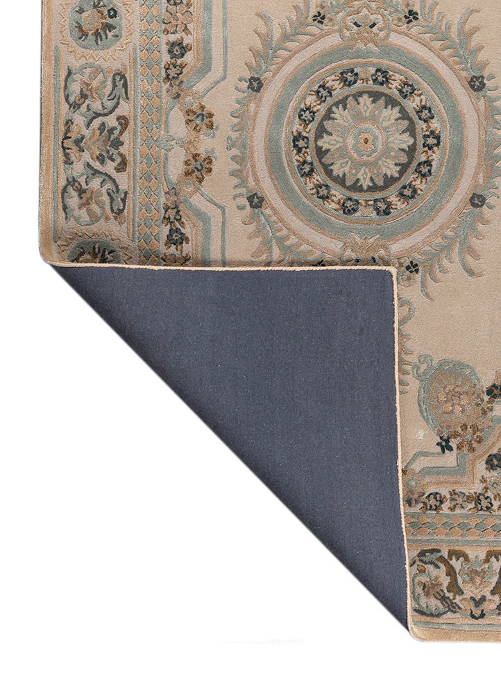 kora ivory wool and viscose hand tufted Rug - Backing Shot