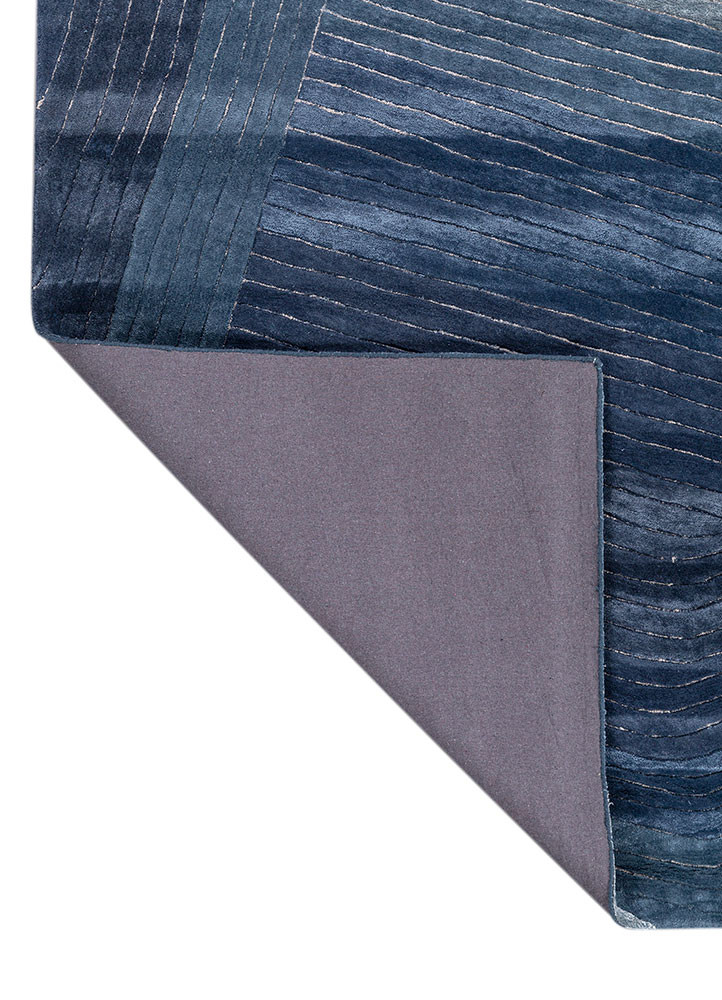 lucid blue wool and viscose hand tufted Rug - Backing Shot