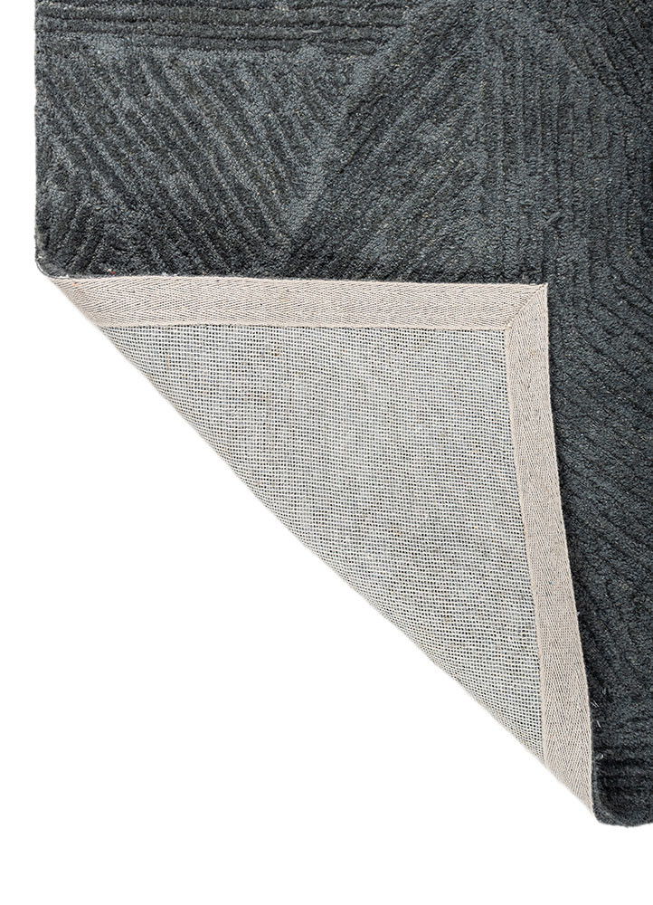 linear blue acrylic hand tufted Rug - Backing Shot