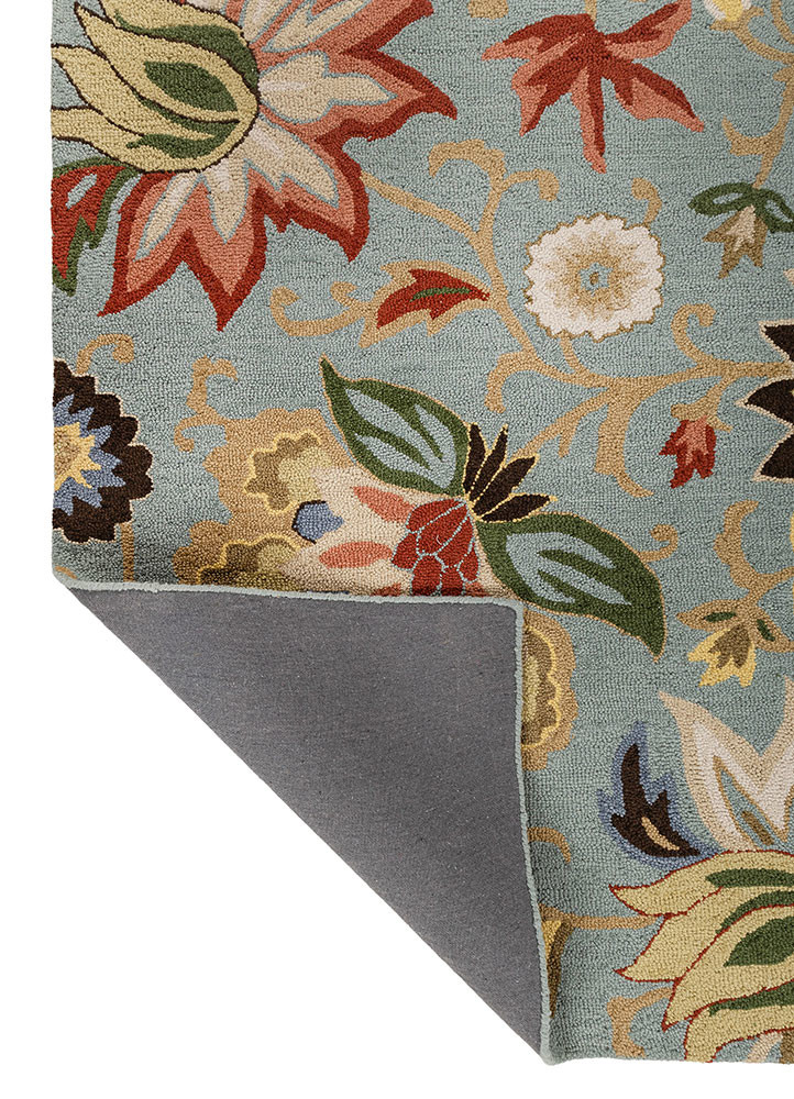 hacienda blue wool hand tufted Rug - Backing Shot
