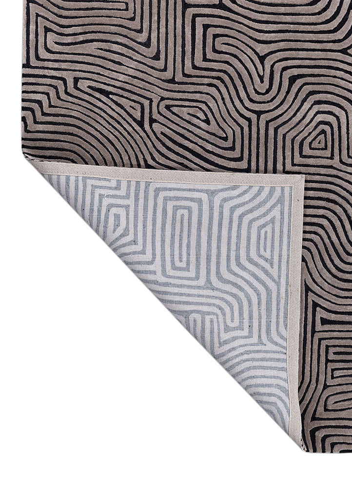 contour grey and black wool and viscose hand tufted Rug - Backing Shot contour grey and black wool and viscose hand tufted Rug - Backing Shot