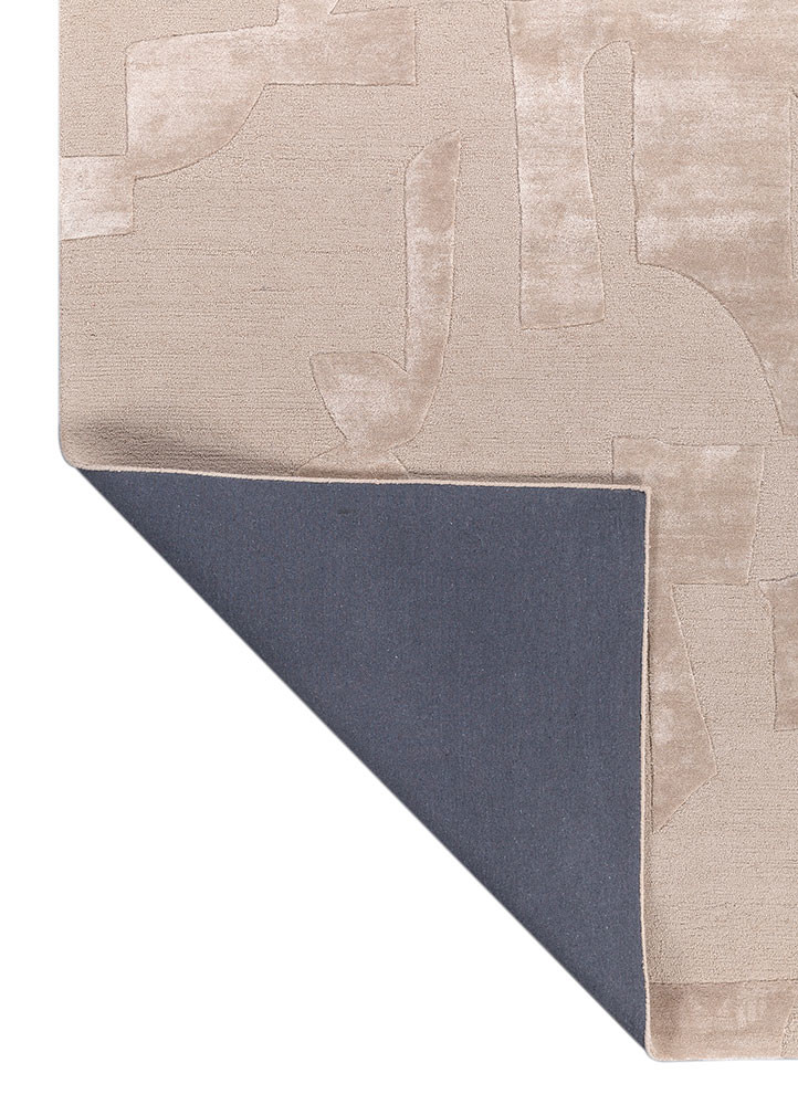 white noise ivory wool and viscose hand tufted Rug - Backing Shot