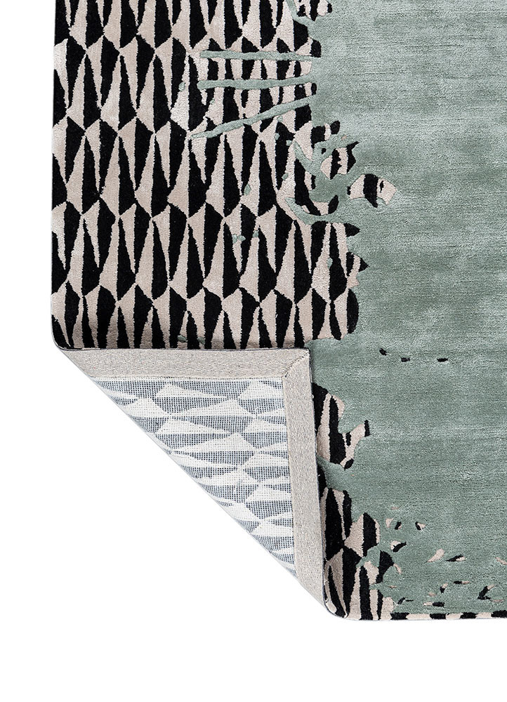 adrift blue wool and viscose hand tufted Rug - Backing Shot