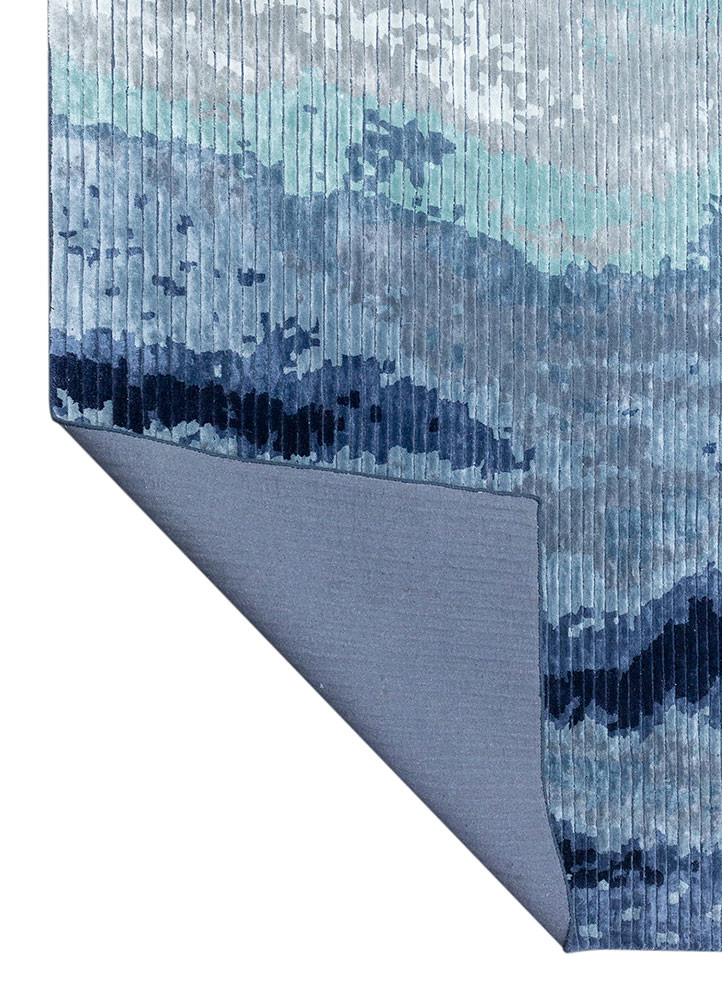 white noise blue wool and viscose hand tufted Rug - Backing Shot white noise blue wool and viscose hand tufted Rug - Backing Shot