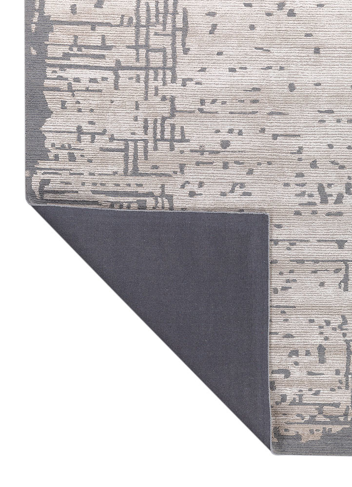 white noise blue wool and viscose hand tufted Rug - Backing Shot