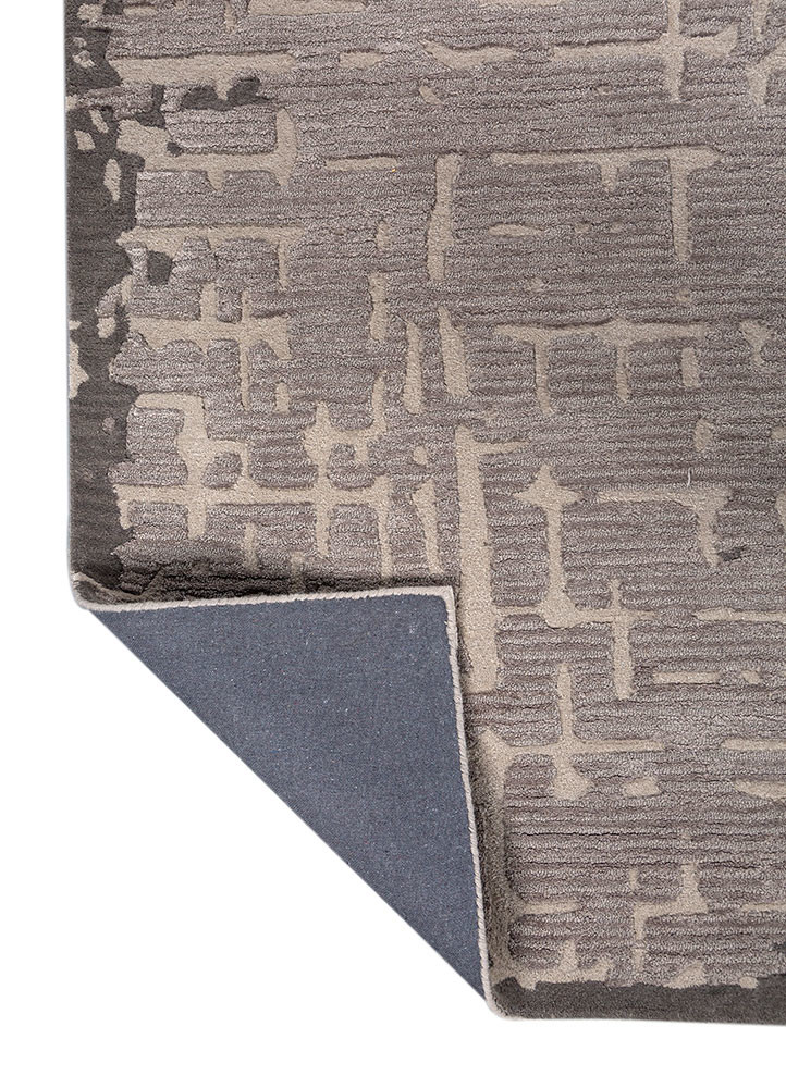 white noise grey and black wool and viscose hand tufted Rug - Backing Shot