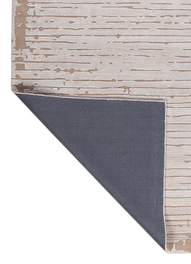 white noise ivory wool and viscose hand tufted Rug - Backing Shot white noise ivory wool and viscose hand tufted Rug - Backing Shot