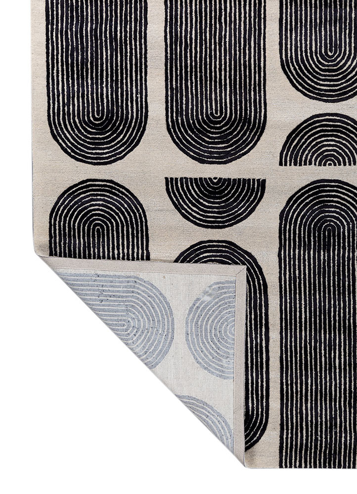 caliedo grey and black wool and viscose hand tufted Rug - Backing Shot caliedo grey and black wool and viscose hand tufted Rug - Backing Shot