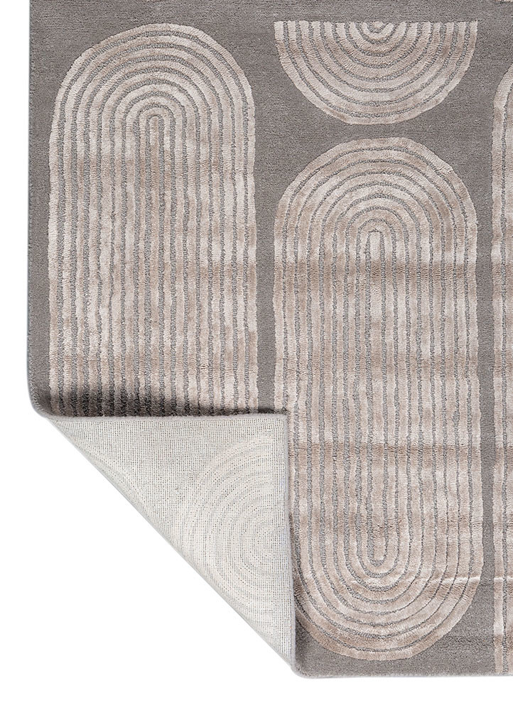 caliedo grey and black wool and viscose hand tufted Rug - Backing Shot