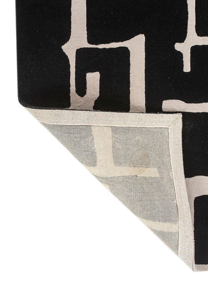 adrift grey and black wool hand tufted Rug - Backing Shot